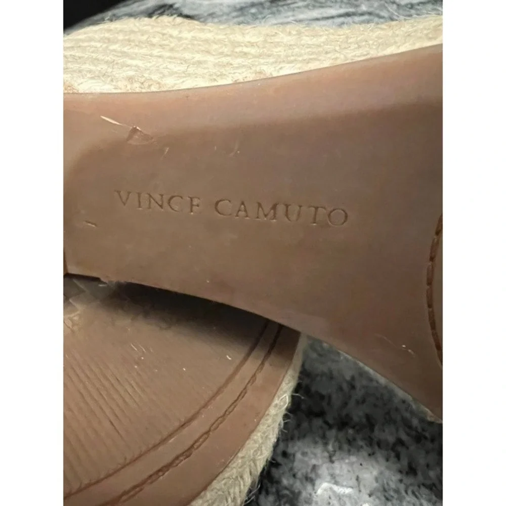 Vince Camuto Espadrille Wedge Sandals Womens Black Leather Ankle Strap Size 10